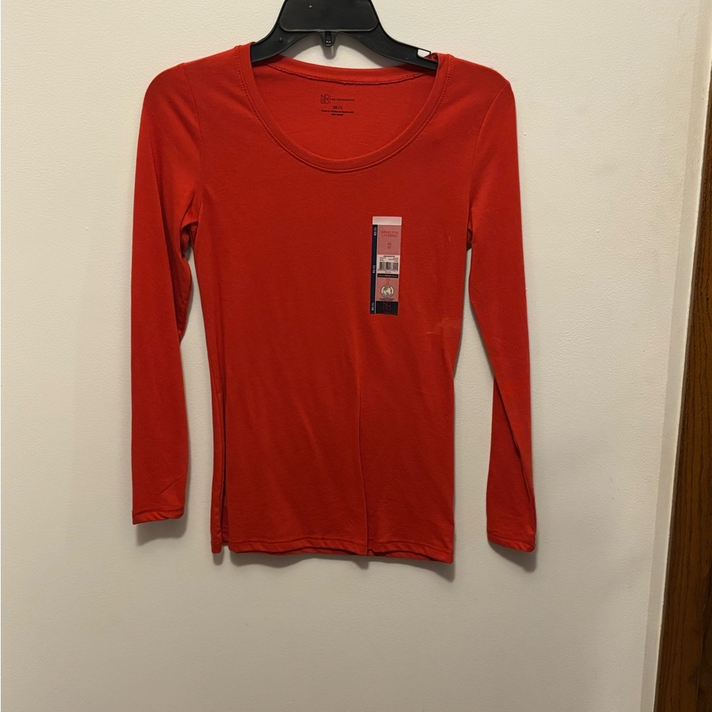 No Boundaries Bright Red Long Sleeve Tee